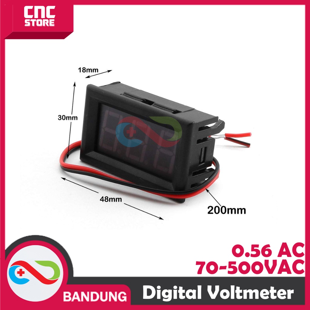 VOLTMETER DIGITAL 0.56 INCH 70-500V AC 2 WIRE