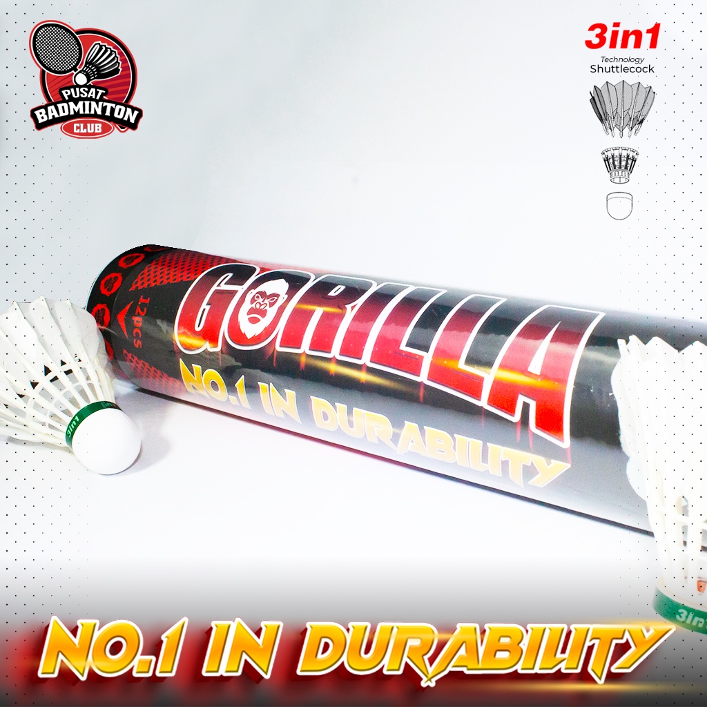 Shuttlecock Badminton / Bola Kok Badminton / Kok Bulu Tangkis 3 in 1 Speed 78 Premium High Quality Isi 12 - Gorilla