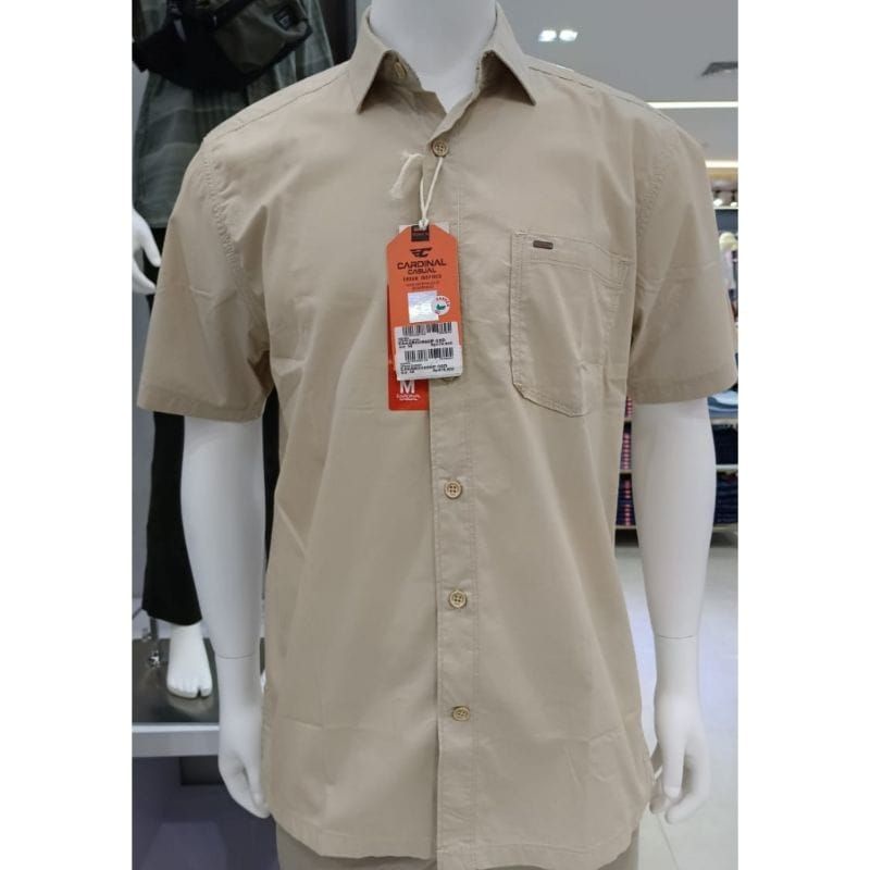 Kemeja lengan pendek pria Cardinal Casual Original Mens EAKAR00886P 05D Cream