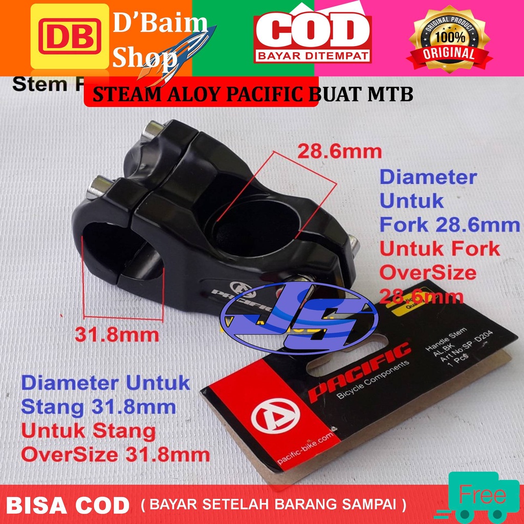 Handle Stem Alloy Sepeda MTB Ukuran 31.8 Oversize PACIFIC SP-D204 Steam Setang Sepeda Gunung