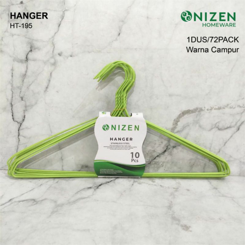 Hanger Gantungan Baju Pakaian Kawat isi 10 buah Nizen HT-195