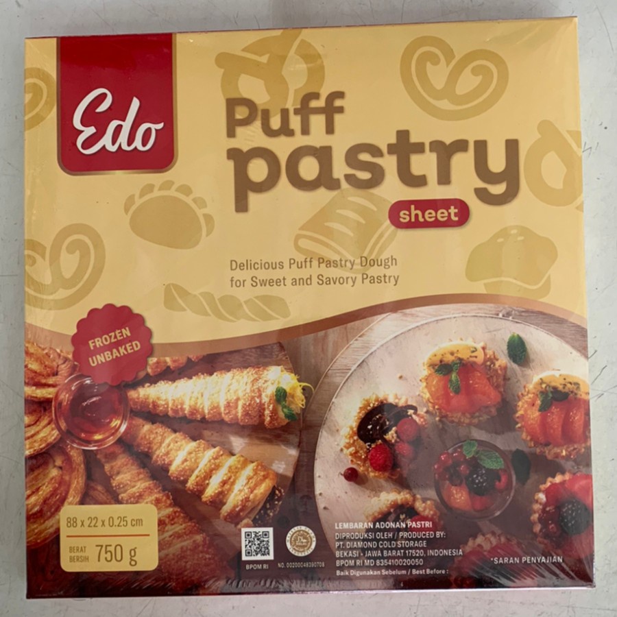 EDO Puff Pastry Sheet (88x22x0,25cm)/ Kulit Pastry 750 Gr