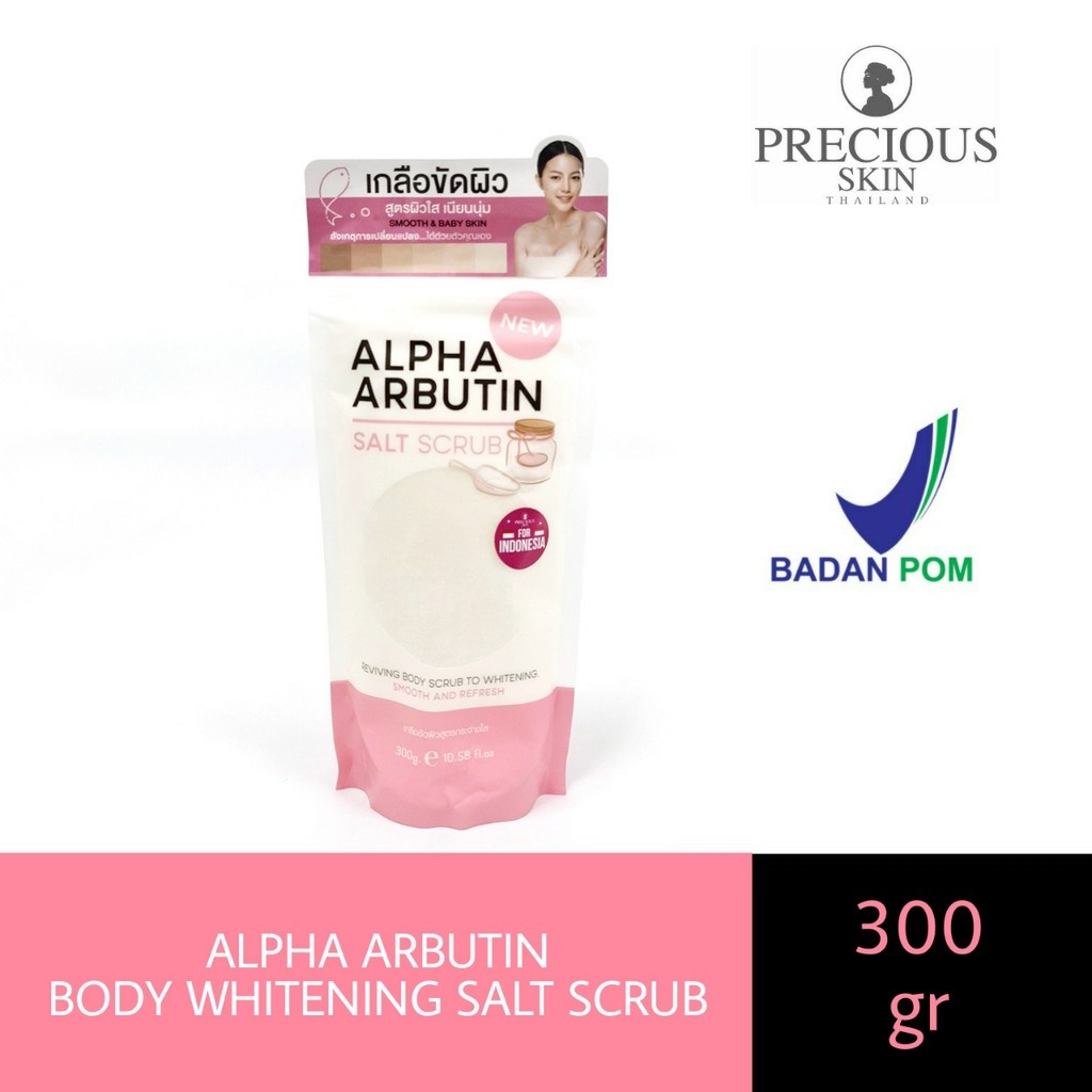 ★ BB ★ Precious Skin Alpha Arbutin Salt Scrub 300gr - 3Plus Whitening Body Shower Salt Scrub - Lulur Badan