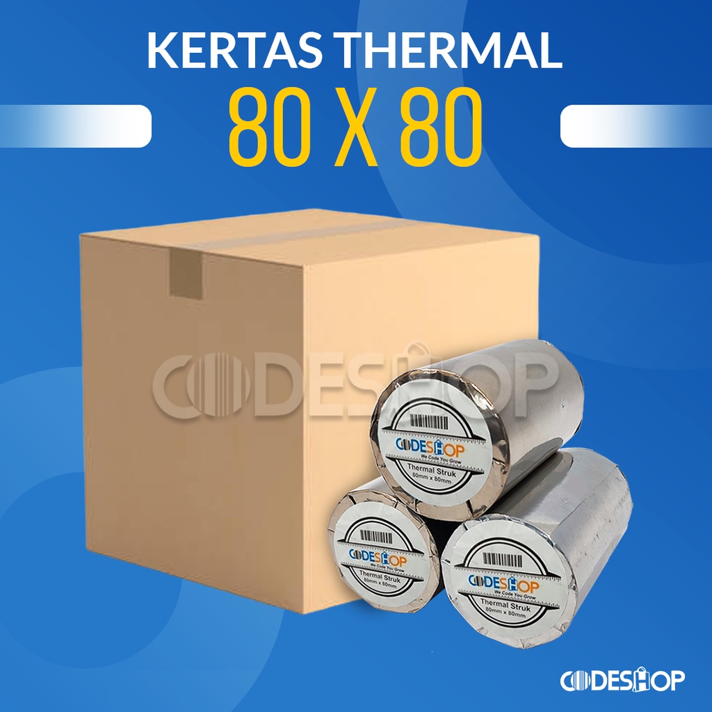 Kertas Struk Kasir Codeshop 80 x 80 mm Cetak Thermal Isi 50 Roll