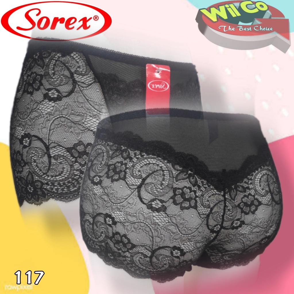 K117 - (Harga Per 1 Potong) CELANA DALAM WANITA PAKAIAN WANITA PAKAIAN DALAM SOREX BRUKAT SEMI TRANSPARAN FREE SIZE