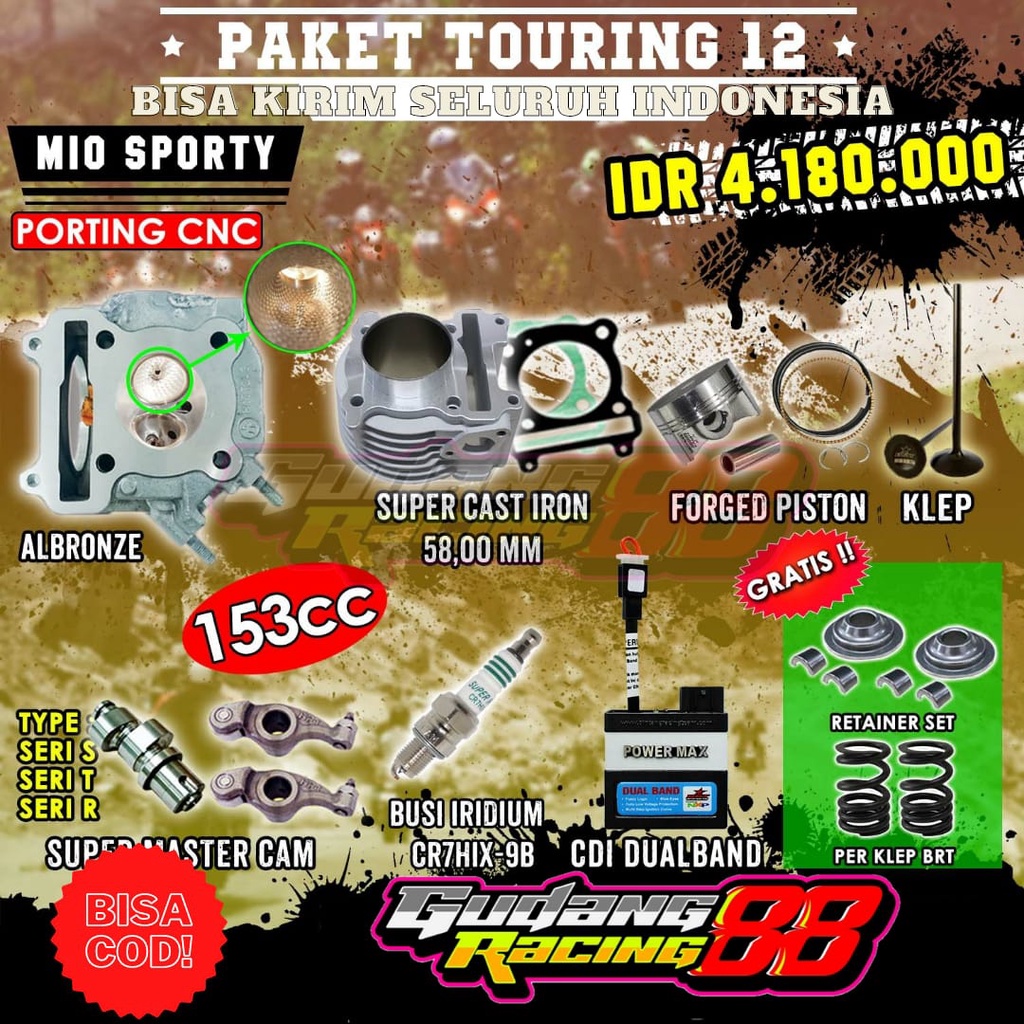PAKET BORE UP MIO KARBU MIO SPORTY MIO OLD MIO SMILE NOUVO 153 CC - PAKET TOURING BRT 12