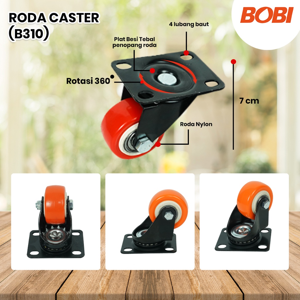 Roda Caster PVC NYLON // Roda Etalase Lemari 1,5 inch // Roda Serbaguna BOBI - Warna Random