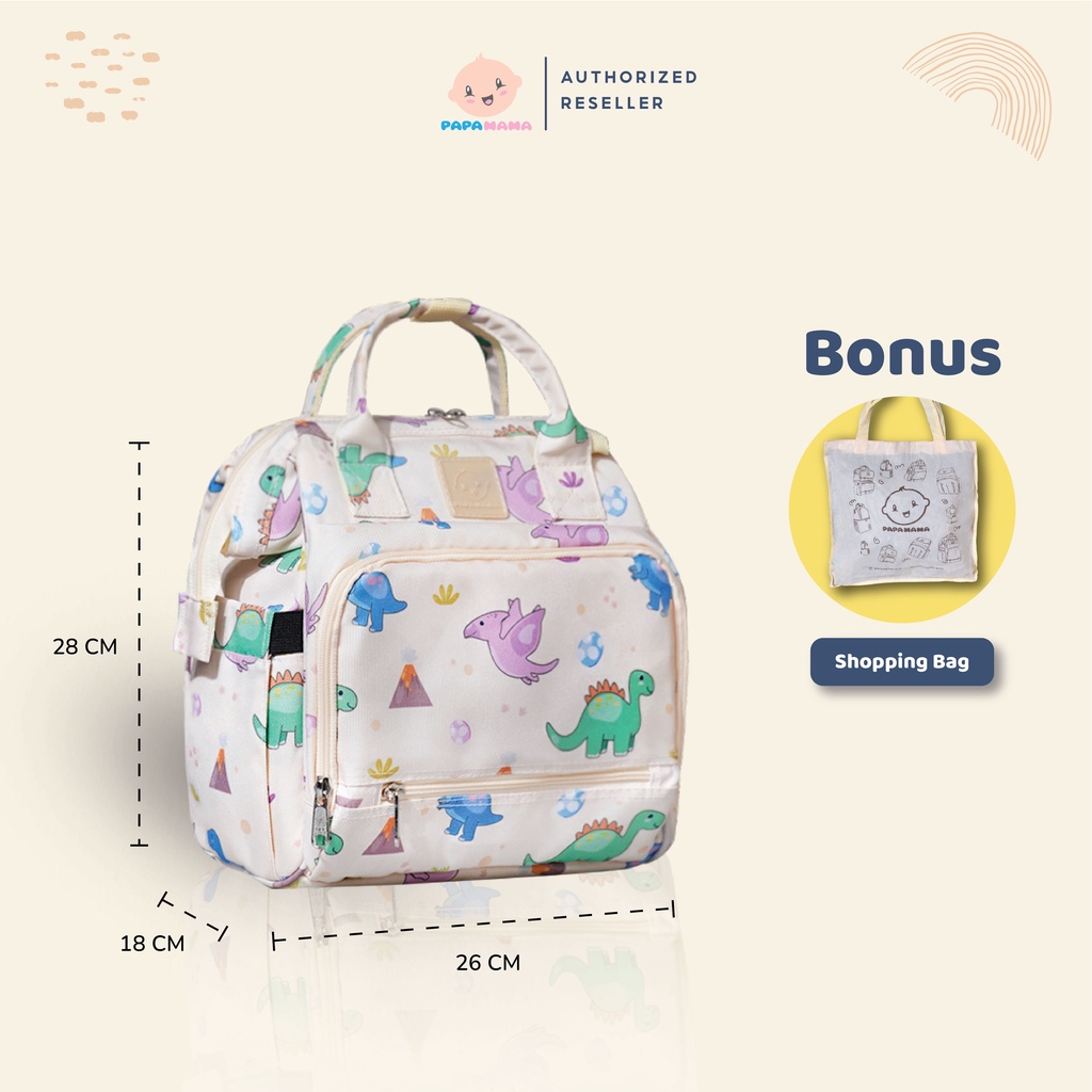 Papamama Mini Pattern 1075 Baby Dino Tas Ransel Bayi