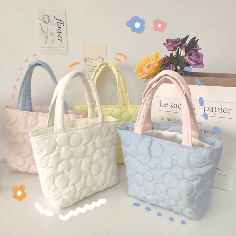 LITTLE MOLLY | Premium Puff Korean Hand Bag/Mini Tote Bag Pastel Color/Tas Mukenah Warna Soft /Elora