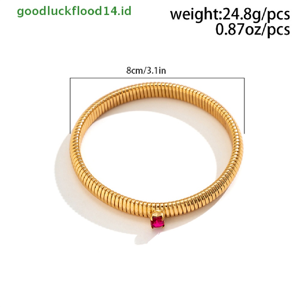 [GOOGFOUR] Punk Rantai Ular Spiral Twist Gelang Cubic Zirconia Bangle Wanita Fashion Perhiasan [TOP]