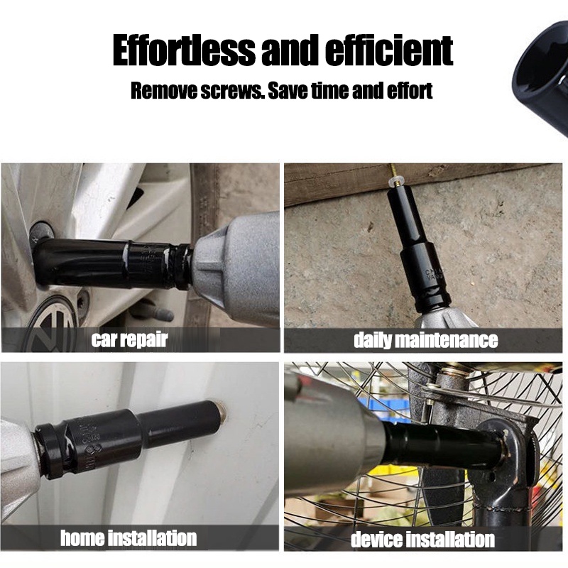 Impact Socket Set 10Pcs 1/2 Inch 8-24MM Panjang Mencapai Extension Impact Socket Soket Nut Perbaikan Alat