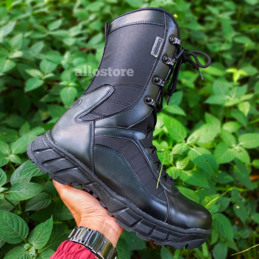sepatu pdl ninja hitam tinggi 10 ic pdl tni polri ujung besi pdl satpam original caango militery