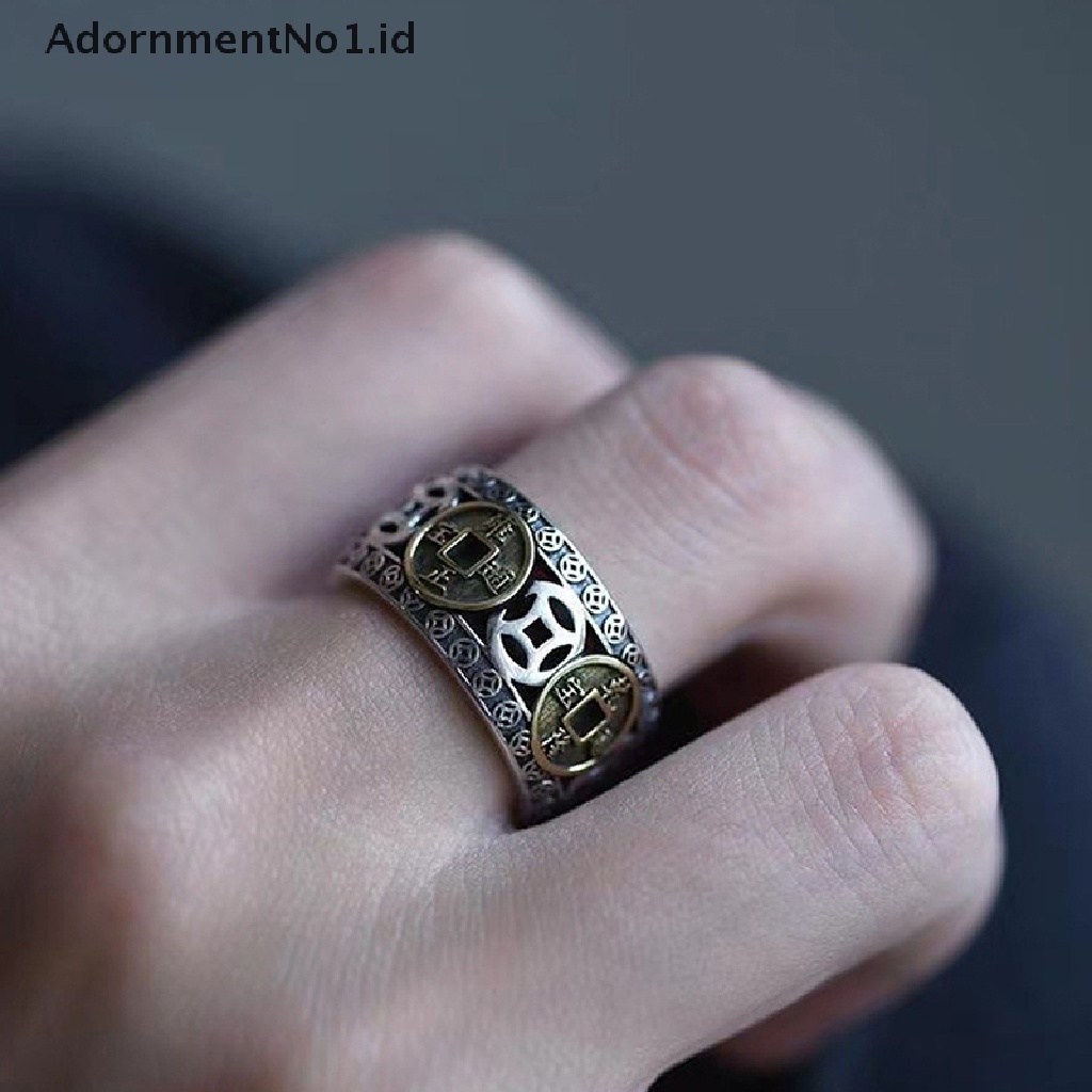 [AdornmentNo1] Gaya Etnik Vintage Lima Kaisar Uang Koin Cincin Untuk Pria Dan Wanita Yang Baik Beruntung Adjustable Jari Cincin Perhiasan Hadiah Cincin Terbuka [ID]