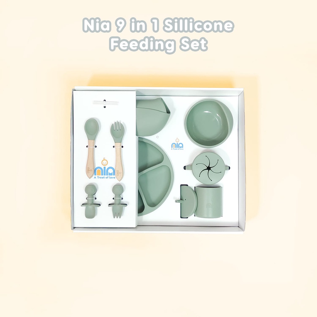 NIA BABY FEEDING SILICONE 9IN1 - PERALATAN MAKAN BAYI SILIKON 9IN1 BPA FREE