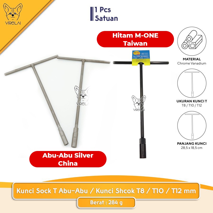 [M-ONE/ABU-ABU] Kunci Sock T / Kunci Shock T8 / T10 / T12 mm