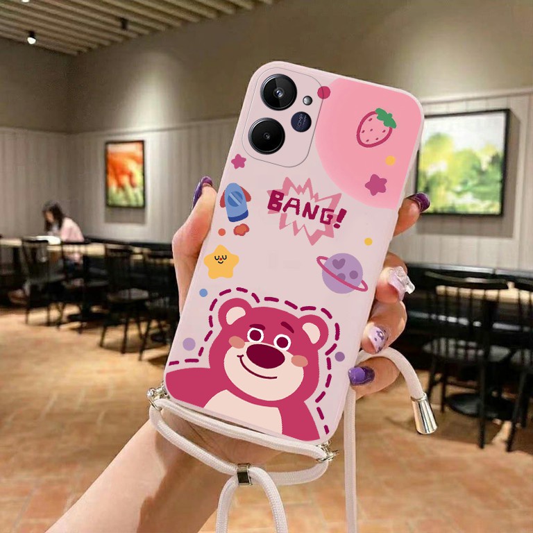 [C1] Softcase Motif Cute Bear + Tali Sling Oppo A57 2022 A77S A96 A76 A5S A12 A7 Reno 7 4G 5G Reno 7