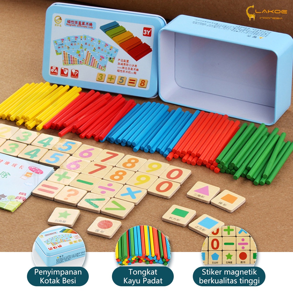 Intelligence Stick Mainan kayu Edukasi anak Puzzle Magnet Belajar