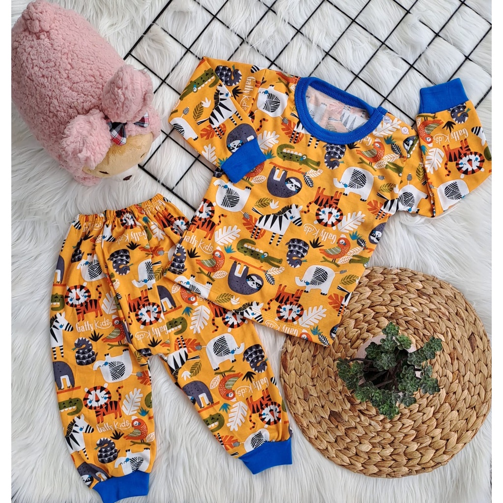 stelan baju bayi laki laki perempuan lucu murah motif GAFFY KIDS PANJANG celana pampers 3-18 bulan