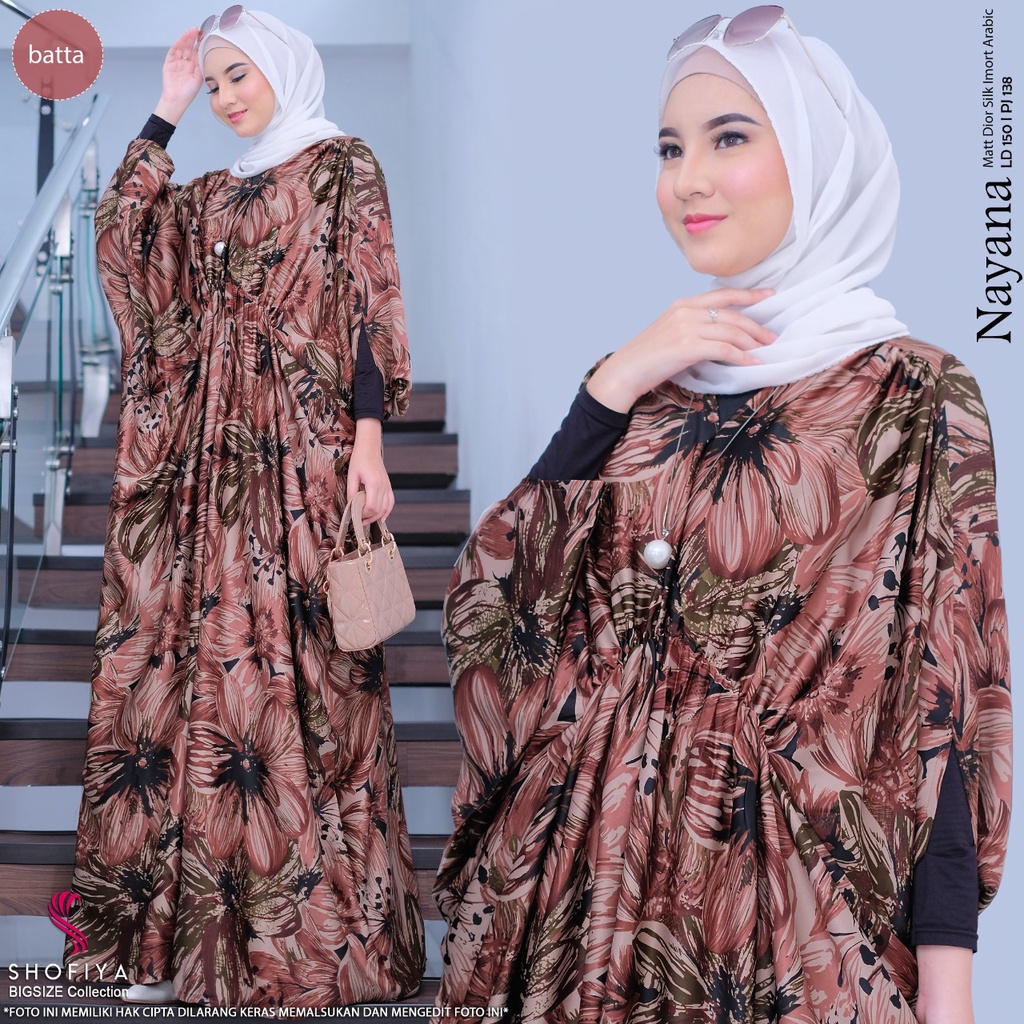 nayana kaftan abaya pakaian baju gamis dress dres syari gaun maxy maxi polos super jumbo ld 150 xxxx