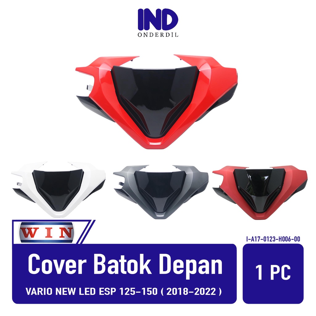 Cover-Penutup-Tutup Body-Bodi Batok Depan Atas Handle Dengan Aksesoris Merk Win Vario New eSP LED 125-150 2018-2019-2020-2021 Hitam Doff-Putih-Merah