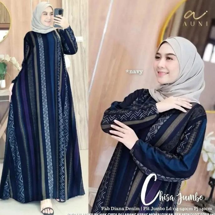 promo Chisa Jumbo Maxy dress wanita gamis muslim diana denim premium