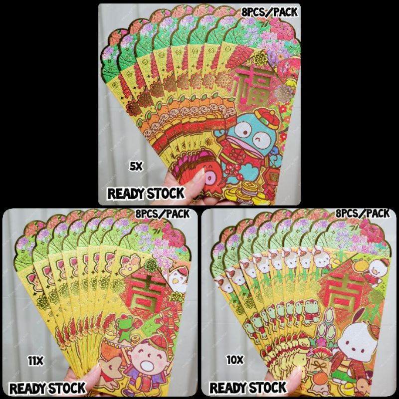 

Angpao Warna Warni Colorful Isi 8 Pcs Sanrio Karakter Minna No Tabo, Hangyodon, Pochacco