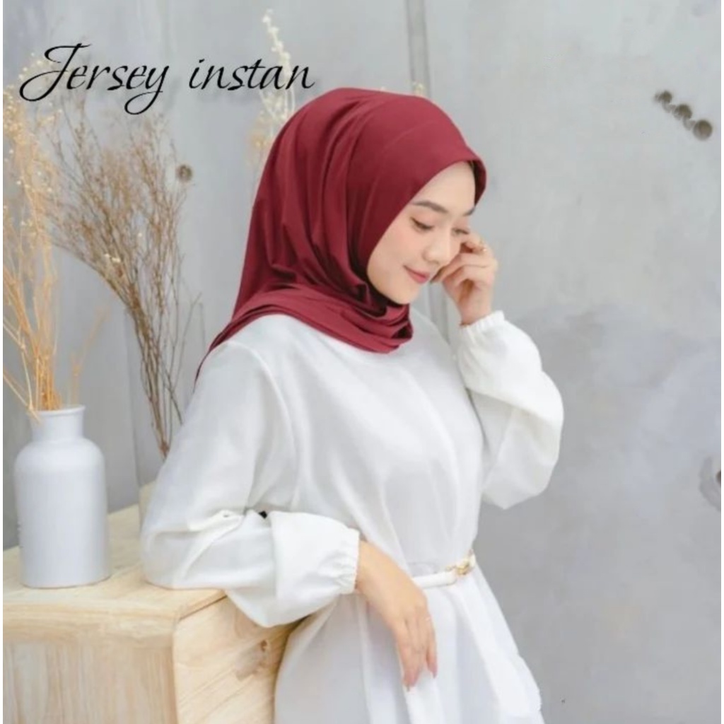 Jilbab / Hijab Segitiga Malay Pet Instan Jersey / Hijab Jersey premium / kerudung Ped Segi tiga segi3 3