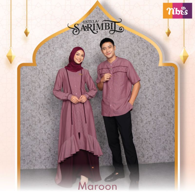 NIBRAS SARIMBIT ESTELA MAROON SET COUPLE KELUARGA