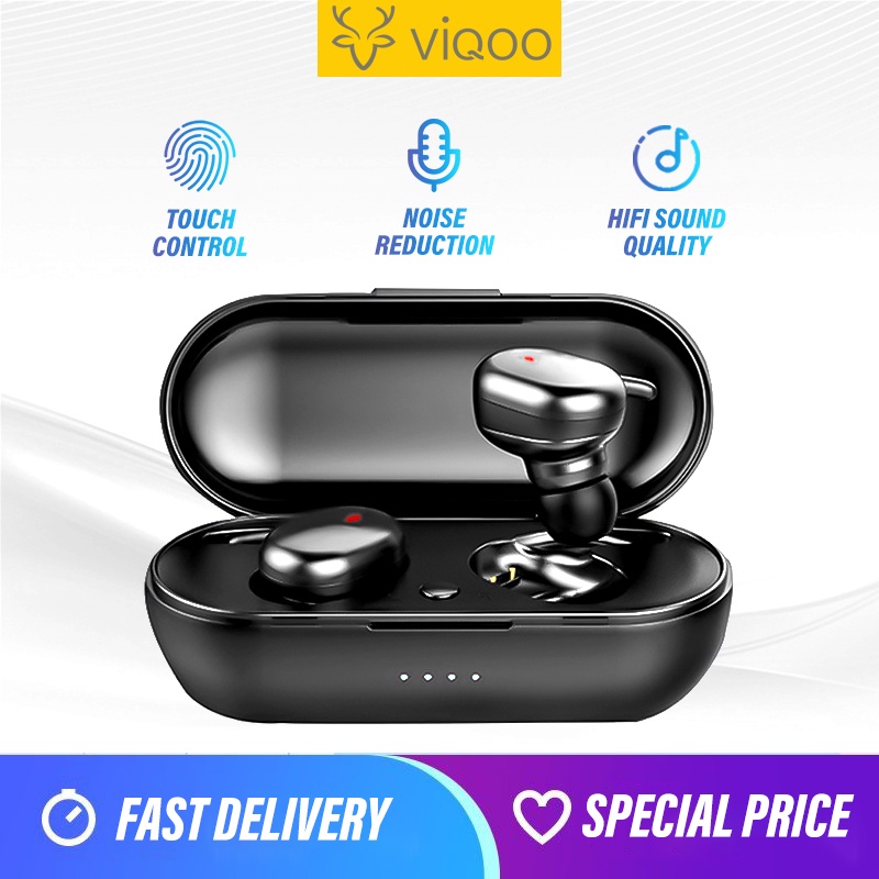 【COD】Viqoo Sports Wireless Headset Bluetooth TWS Y30 On Mic Waterproof Touch Control HiFi Stereo Waterproof Earbuds