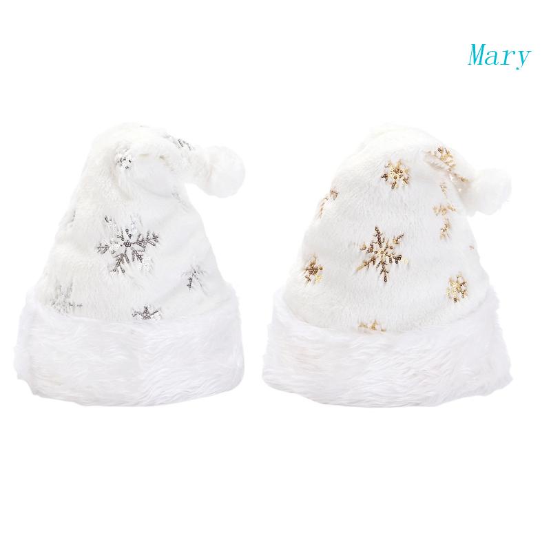 Topi Santa Dressup Natal Mary Untuk Costu Hias Pesta Snowflakes Gold/Silver
