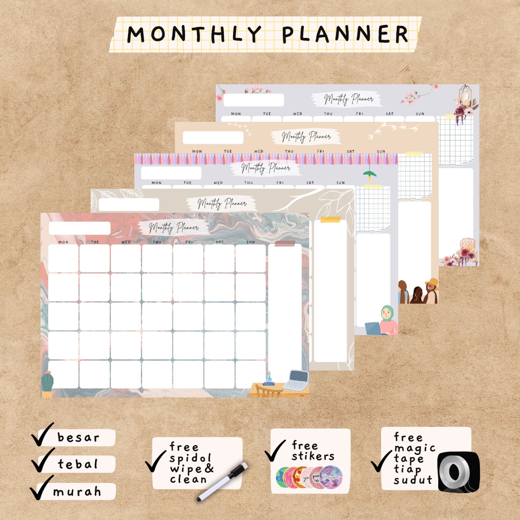 

Monthly Wall Planner Schedule Board Papan Jadwal Bulanan