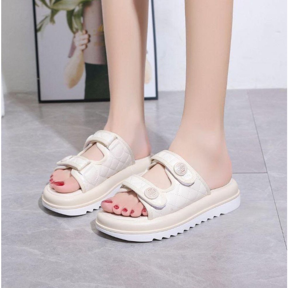 DDXX0789 Sandal Wanita Slip On Strap Fashion Import CASSIE Ready Jakarta Bisa COD (With Box)