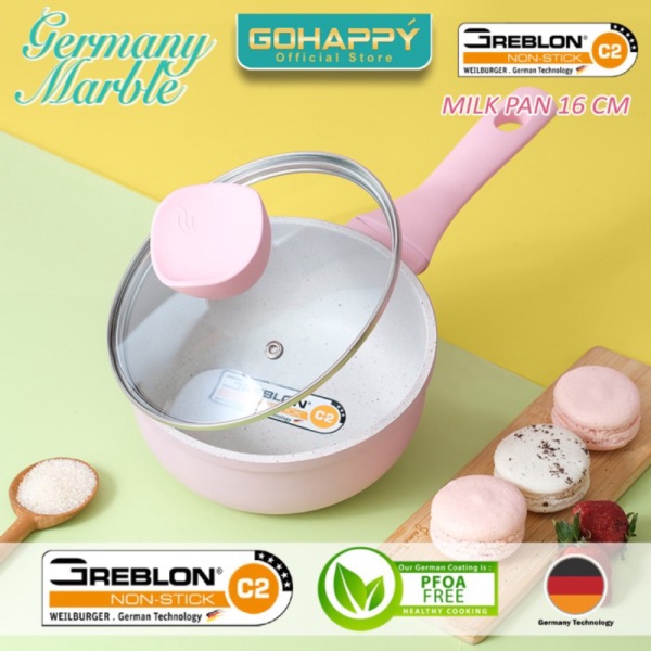 Glow Gohappy Sauce Milk Panci - Murah Jual Marble Germany Pan pan Greblon Susu Pink