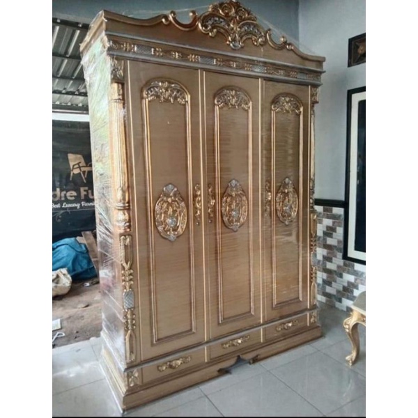 Lemari pakaian gold almari pakaian gold lemari pakaian minimalis lemari pakaian mewah jati mebel jep