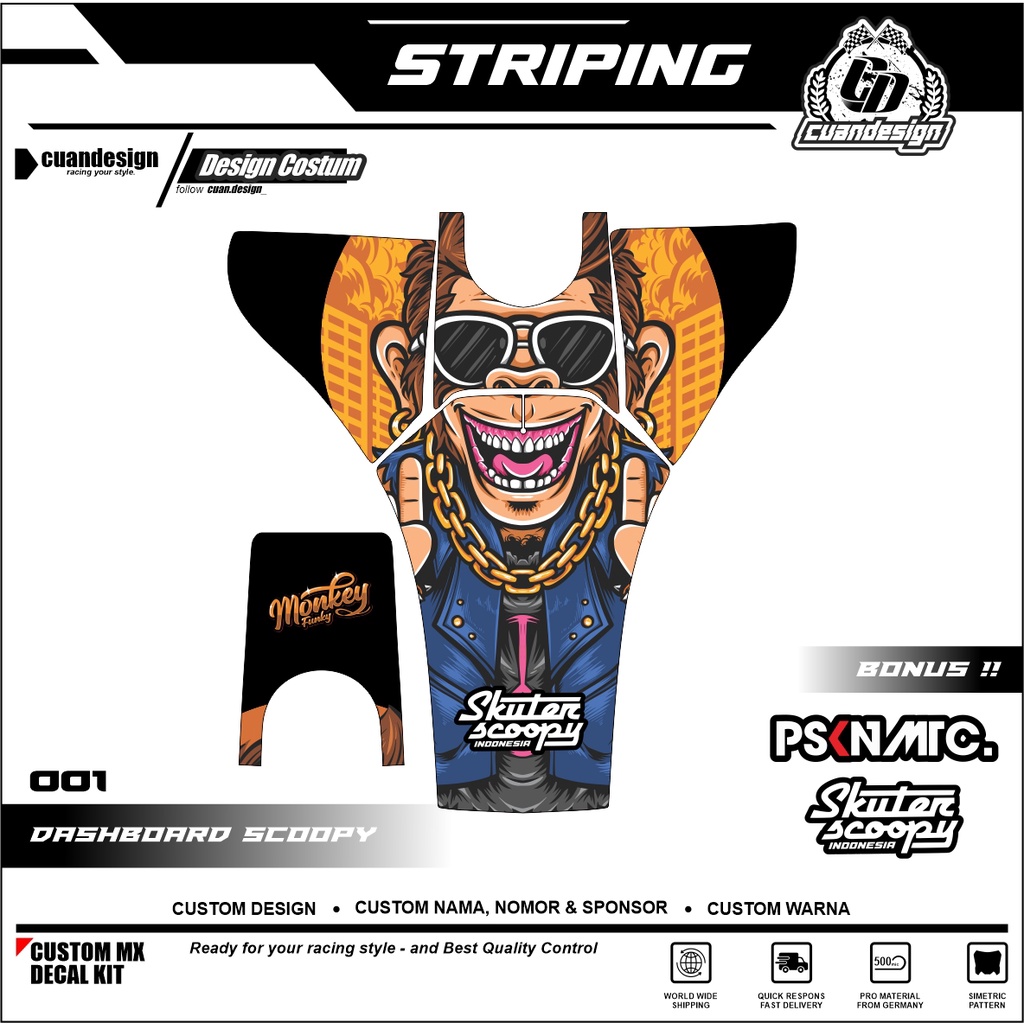 STIKER STRIPING PELINDUNG DASHBOARD / THANKPAD / DECKPAD MOTOR SCOOPY STICKER SCOOPY 2020 2021 2022