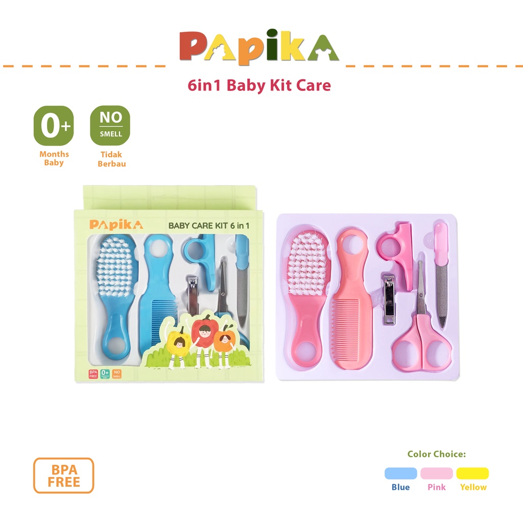 Papika Baby Care Kit Set 6 in 1 Set Perlengkapan / Peralatan / Alat Perawatan Bayi Set 6in1 Sisir Baby Gift Gunting Kuku Pemotong Kuku Baby Nail Bayi Kado Lahiran Grooming Baby Health Care