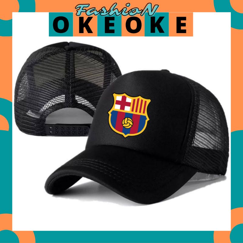 OkeOkeFashion Topi Trucker BARCELONA - Topi Distro BARCELONA Logo - Topi BARCELONA Premium - Topi Pr