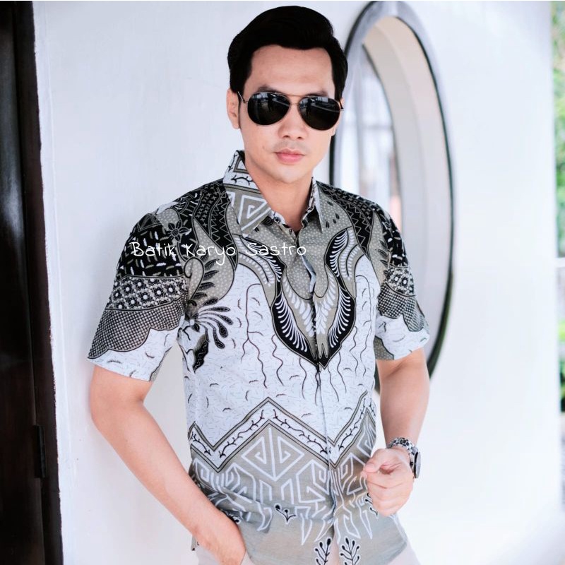 Baju Kemeja Batik Pria Lengan Panjang Modern Slimfit Katun Full Furing