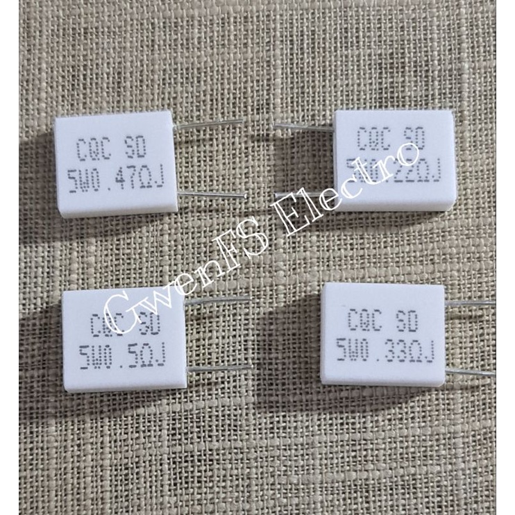 Resistor Kapur 5W Gepeng 5 W 0.5R 0.22R 0.33R 0.47R