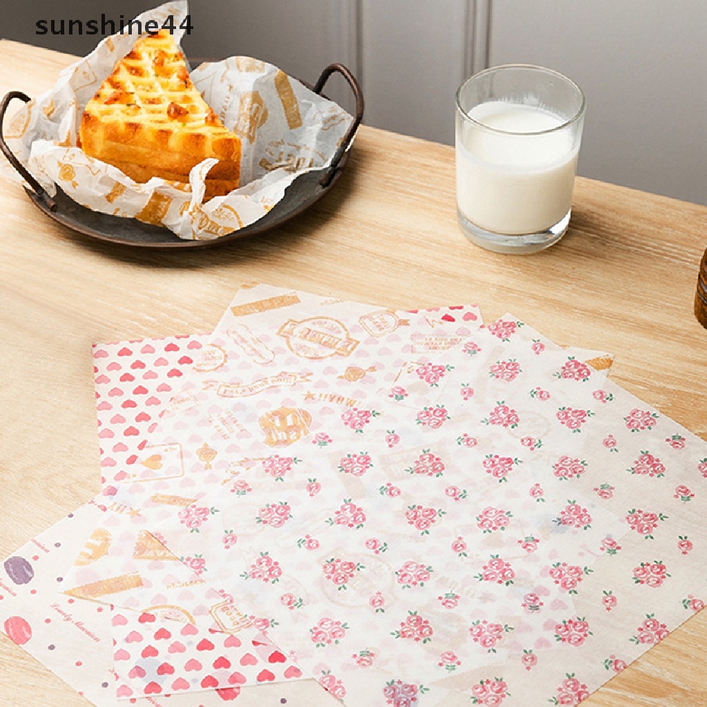 Sunshine 50Pcs Kertas Wax Pembungkus Makanan Wrapping Paper Food Grade Grease Paper Alat Baking.