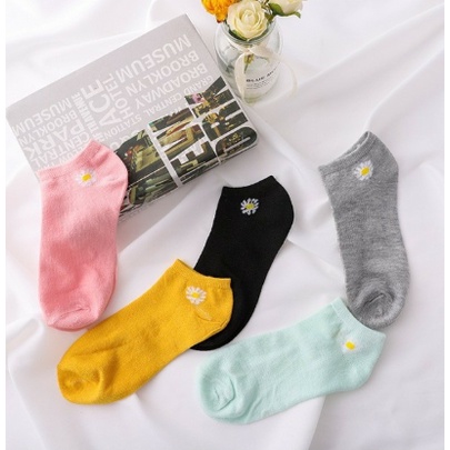 Kaos Kaki KS47 Kaos Kaki Ankle Sock Motif Bunga Daisy Kaos Kaki Korea