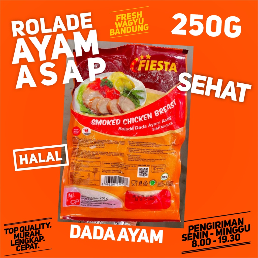 

FIESTA SMOKED CHICKEN BREAST SCB Rolade Dada Ayam Asap Premium Sehat