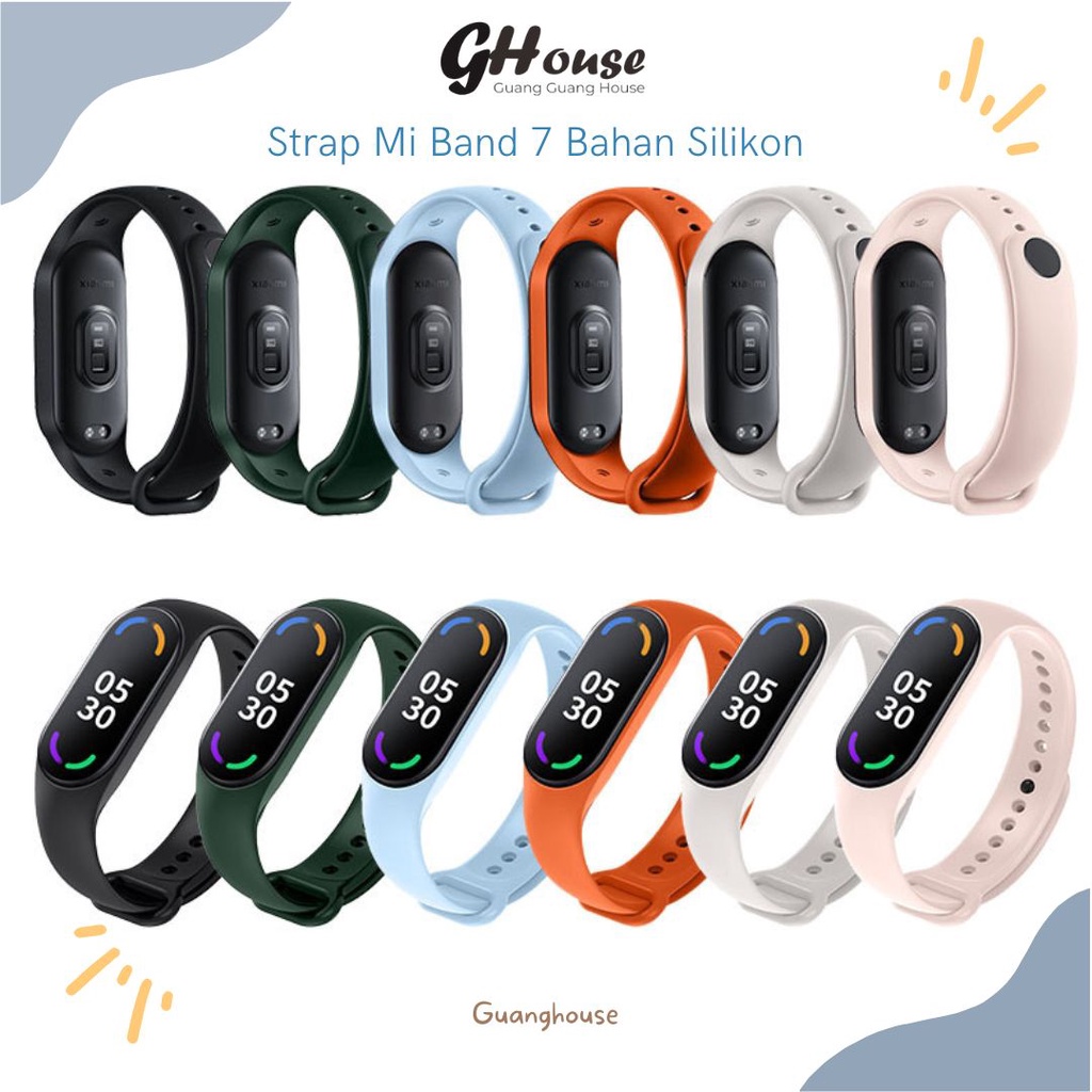 Strap Mi band 7 Tali Pengganti Xiaomi Miband 7 6 5 Miband 6 Miband 5 Silicone Polos Warna Warni