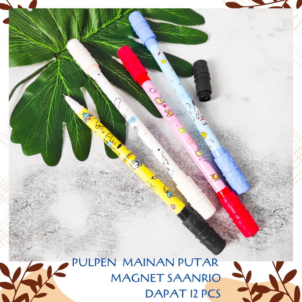 

SELUSIN PULPEN MAINAN PUTAR MAGNET SAANRIO ISI 12 PCS SPINNING ALAT TULIS KARTUN SUNRIO BOLPOIN IMUT PEN GEL KARAKTER