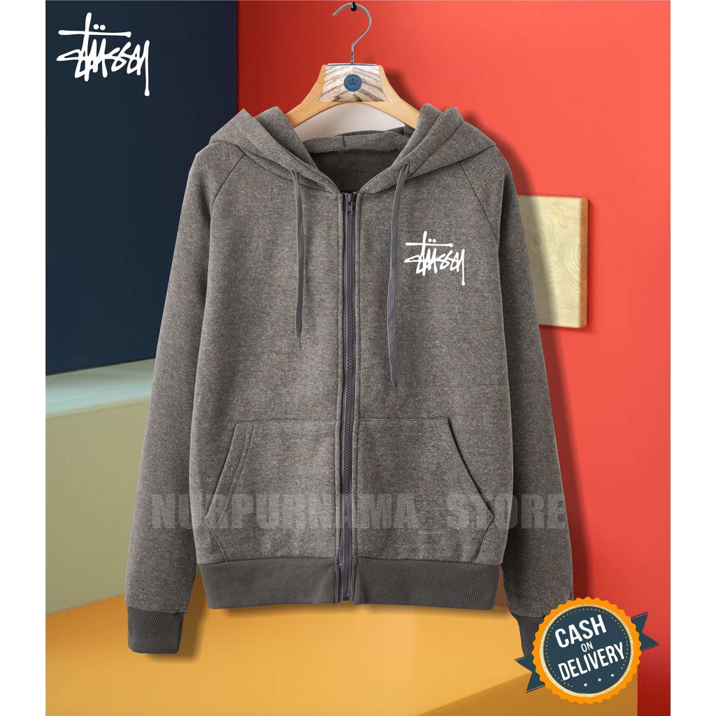 SWEATER HOODIE - Jaket Distro Zipper - Jaket Sweater Hoodie Resleting Pria STUSY