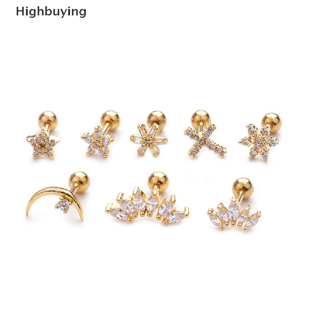 Hbid Kristal Bar Barbel Telinga Tulang Rawan Tragus Helix Studs Earrings Perhiasan Glory