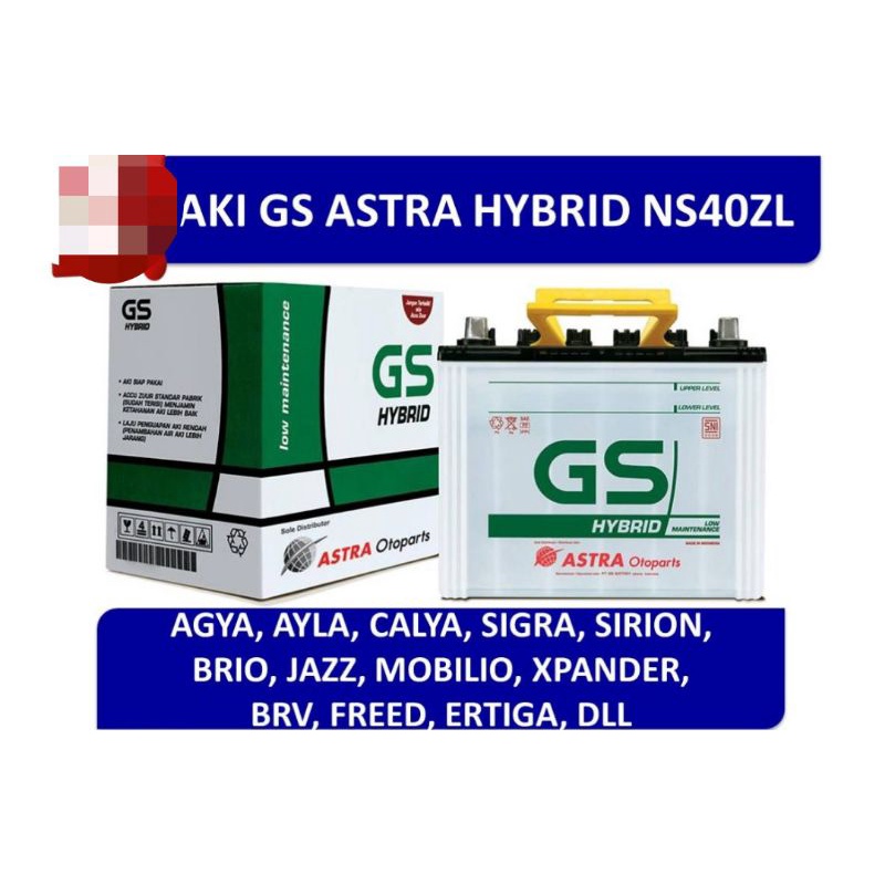 Aki GS ASTRA Hybrid NS40ZL untuk Toyota Agya, Calya, Corolla Altis, Hilux, Daihatsu Ayla, Sigra, Sir