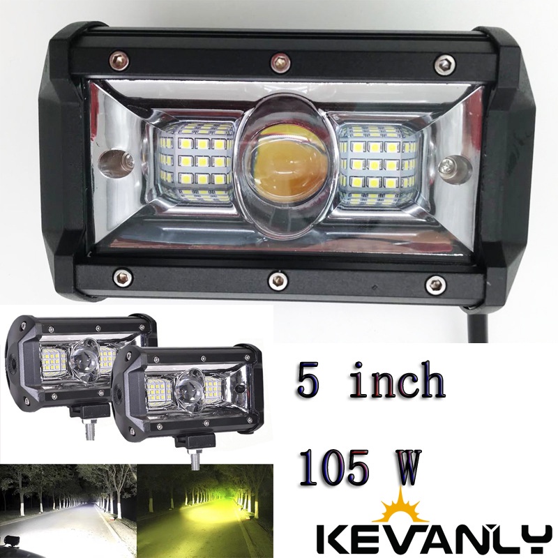 2pc 12v-24v Lampu Sorot LED 105w Super Terang Dua mode lampu putih lampu kuning Lampu Led Mobil Lampu Kerja Kerja Bar 19LED 24V Motor Mobil lampu Sorot LED