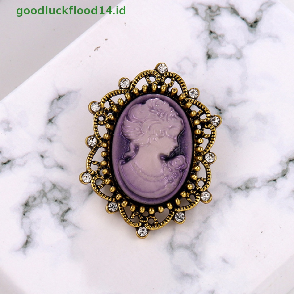 [GOOGFOUR] Pernikahan Retro Cameo Mutiara Kristal Berlian Imitasi Bros Pin Bunga Wanita Perhiasan [TOP]