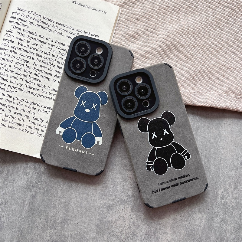 IPHONE Casing Kulit Fashion Mewah Casing Iphone14 Pro Max Plus Case Iphone13 11 12 Pro Max Kartun Beruang Kamera Tertutup Penuh Shockproof Disipasi Panas Soft Case Melindungi Penutup Belakang